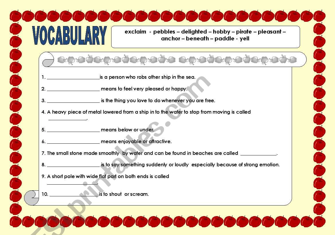 vocabulary worksheet