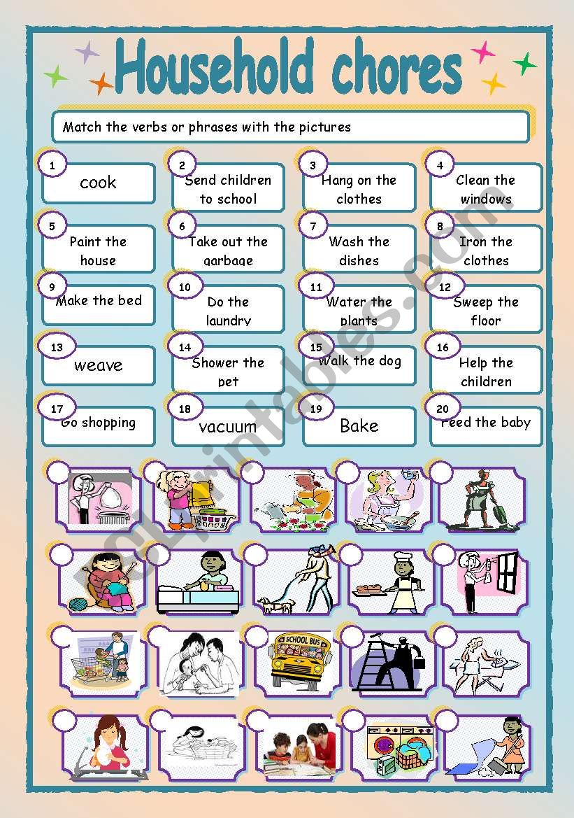 Household chores worksheet