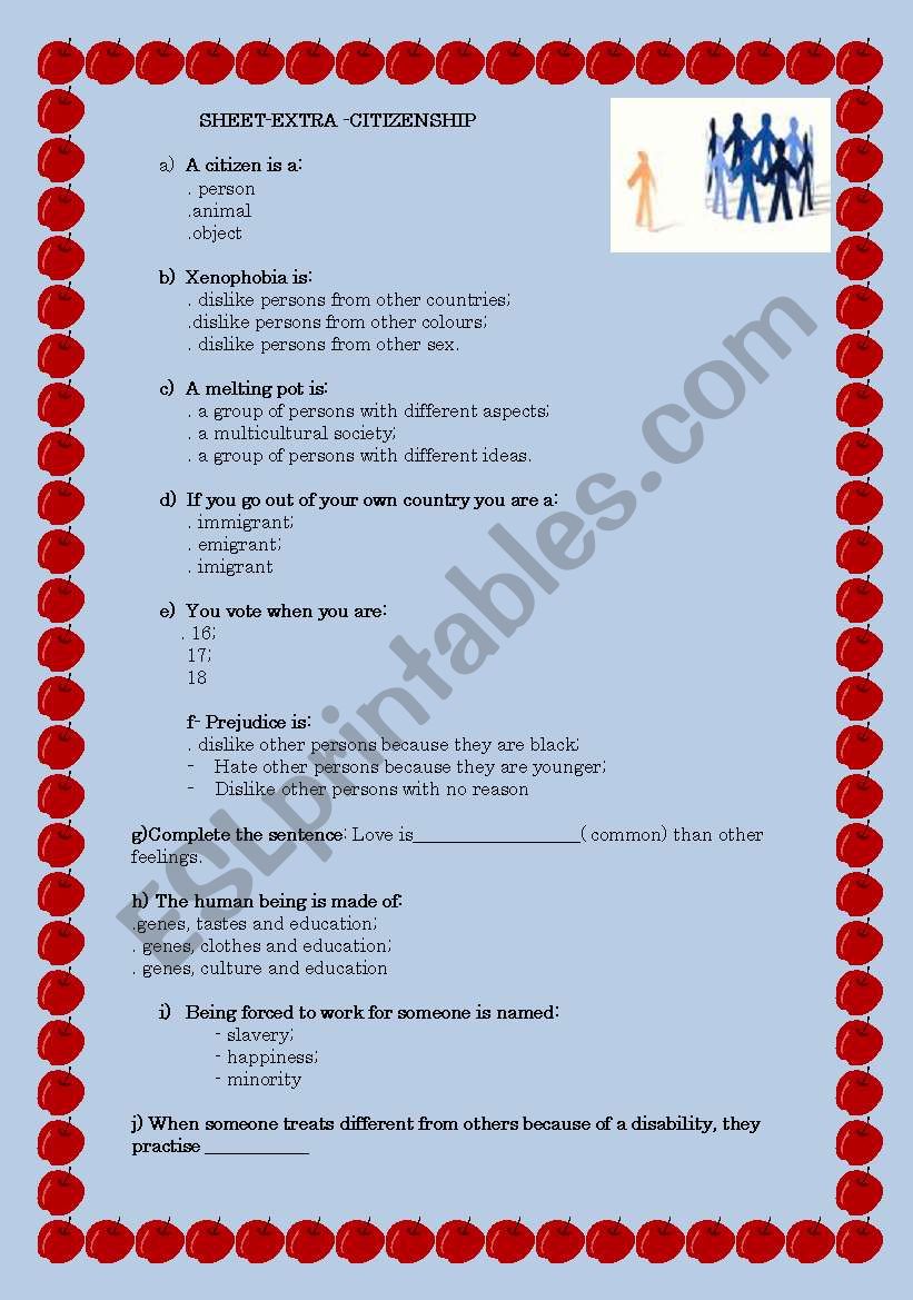 SOCIETY DISCRIMINATION worksheet