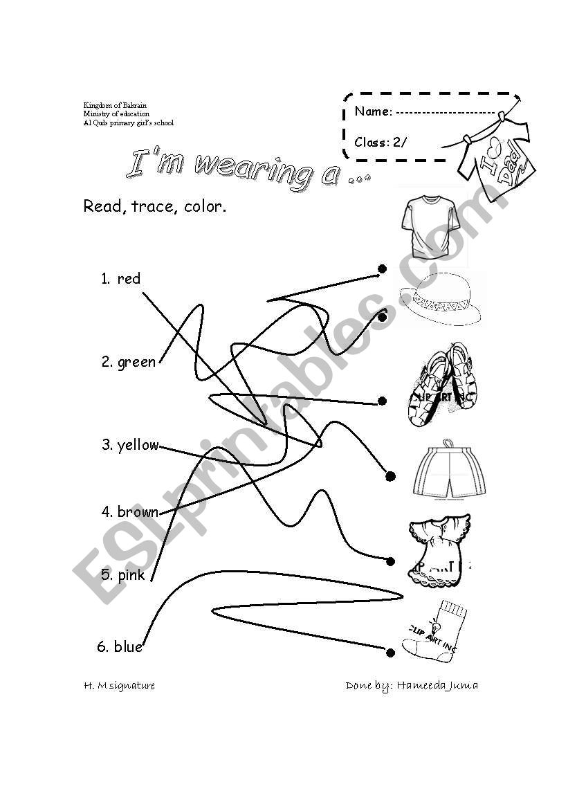 clothes and colours worksheet