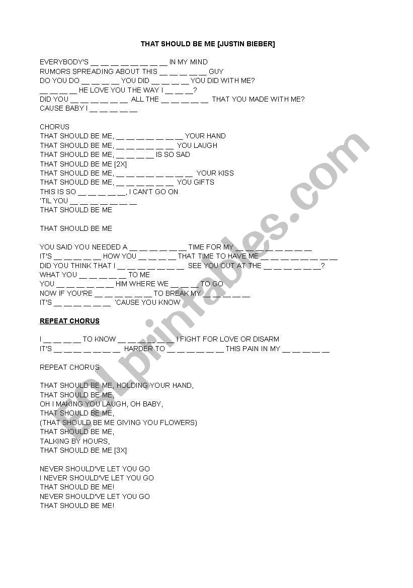 That should be me - Justin Bieber (song activity)