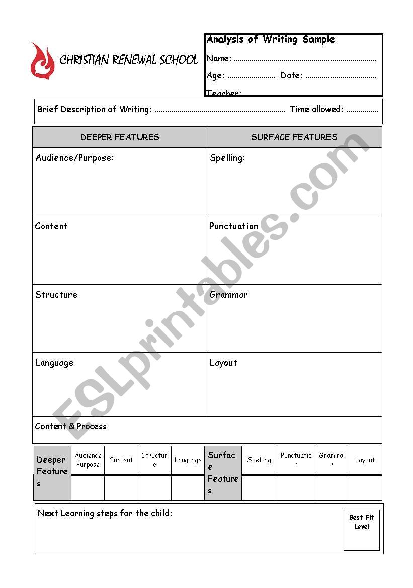 How to analyse student Writing