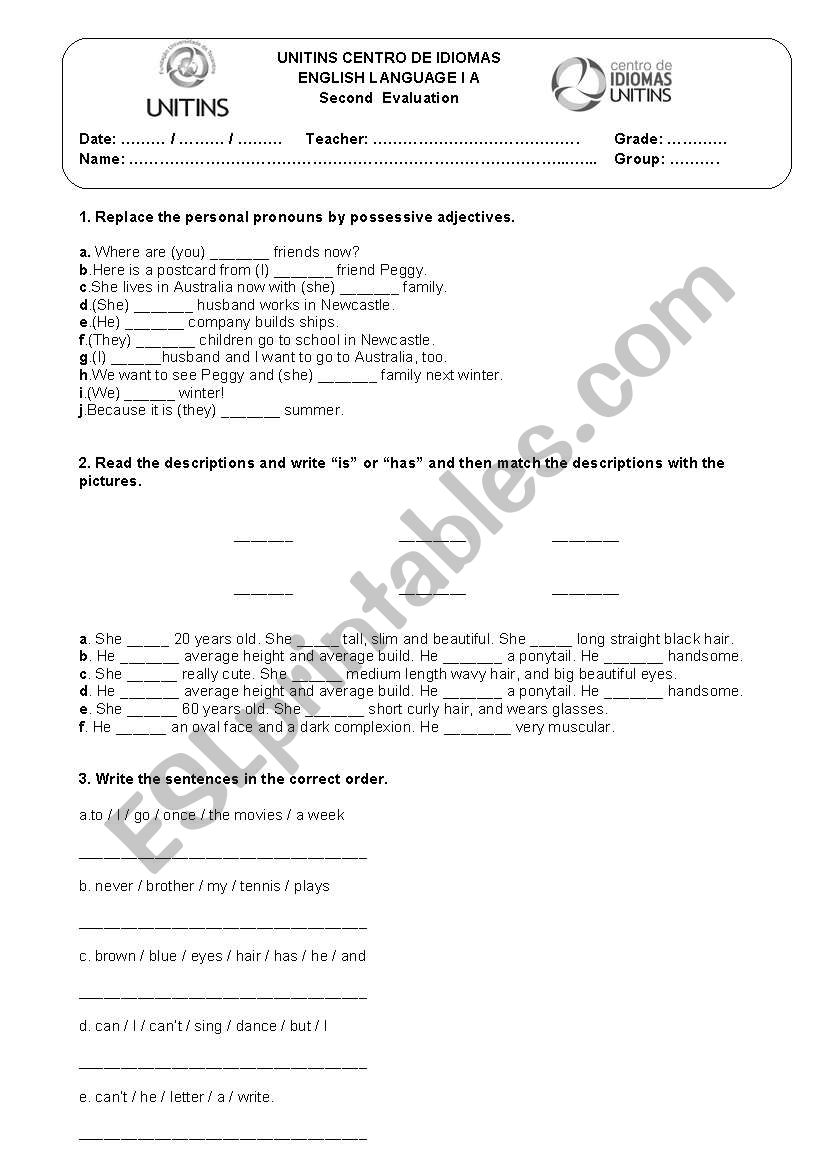 test worksheet
