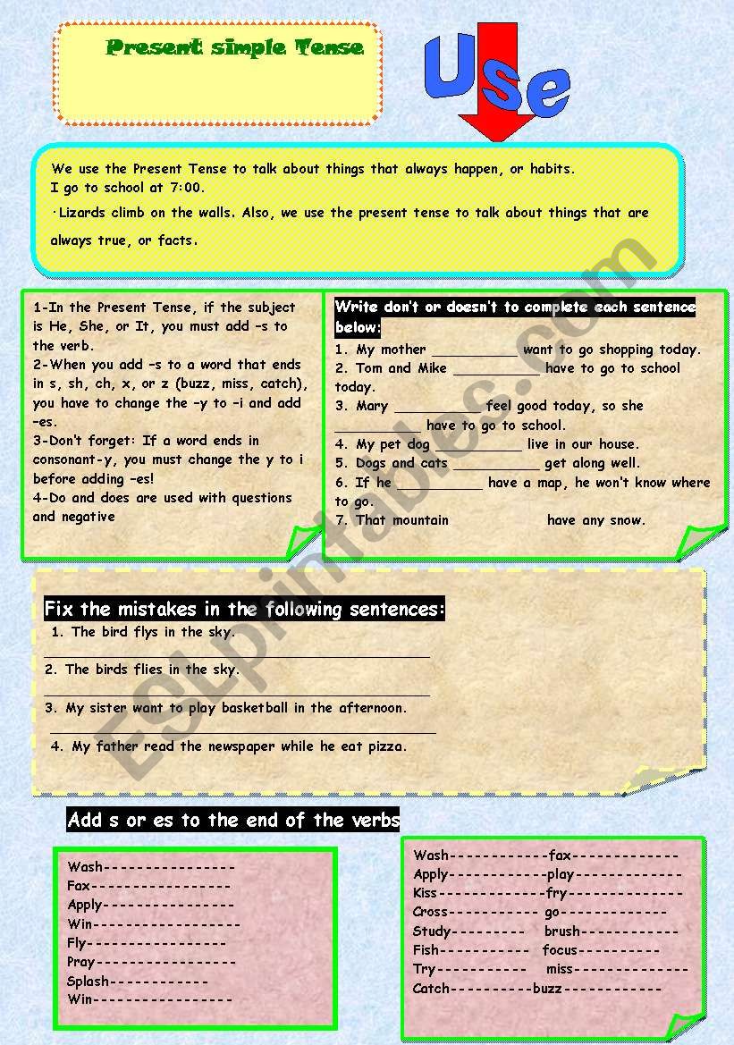 present simple worksheet