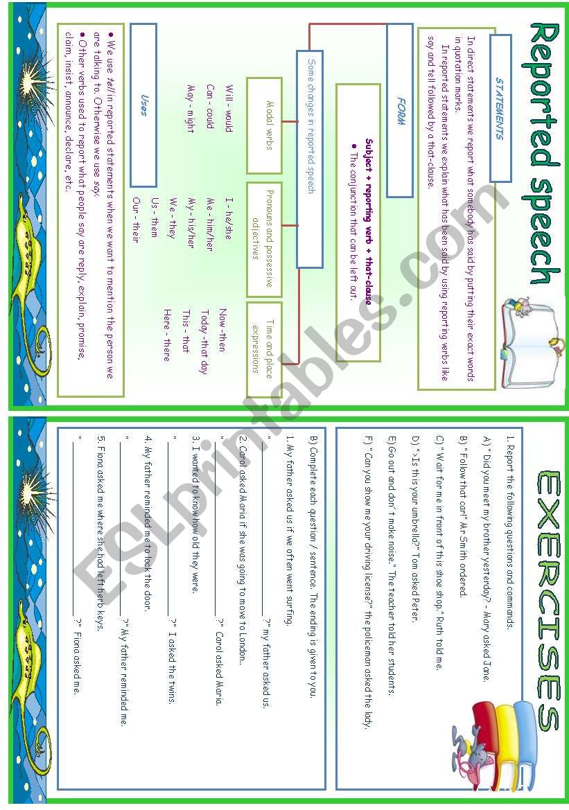 Reported Speech worksheet