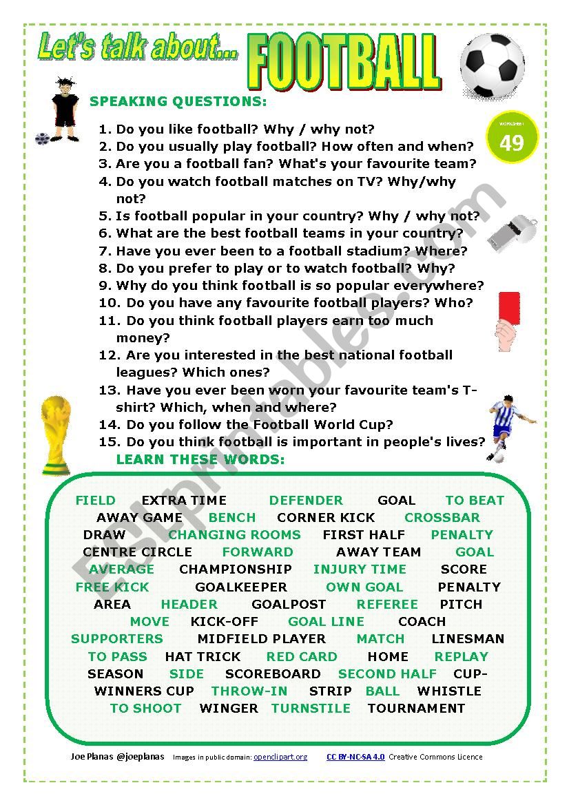 LETÂ´S TALK ABOUT FOOTBALL (SPEAKING SERIES 49) NEW VERSION