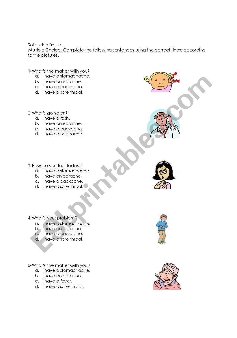 Ailments and Aches worksheet