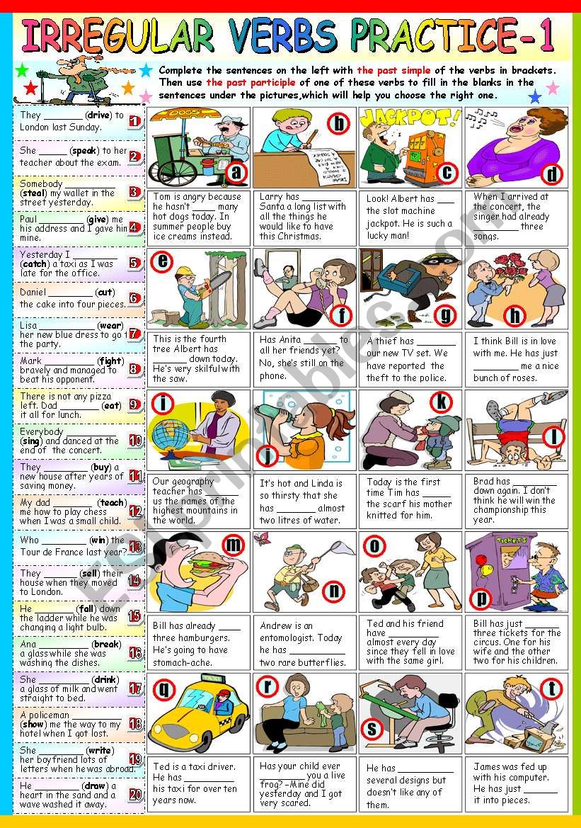 IRREGULAR VERBS PRACTICE -1 (B&W VERSION+KEY INCLUDED)