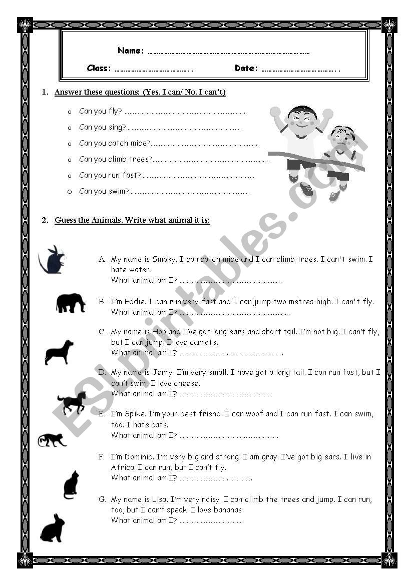 Can/Cant/Animals/Ordinal numbers