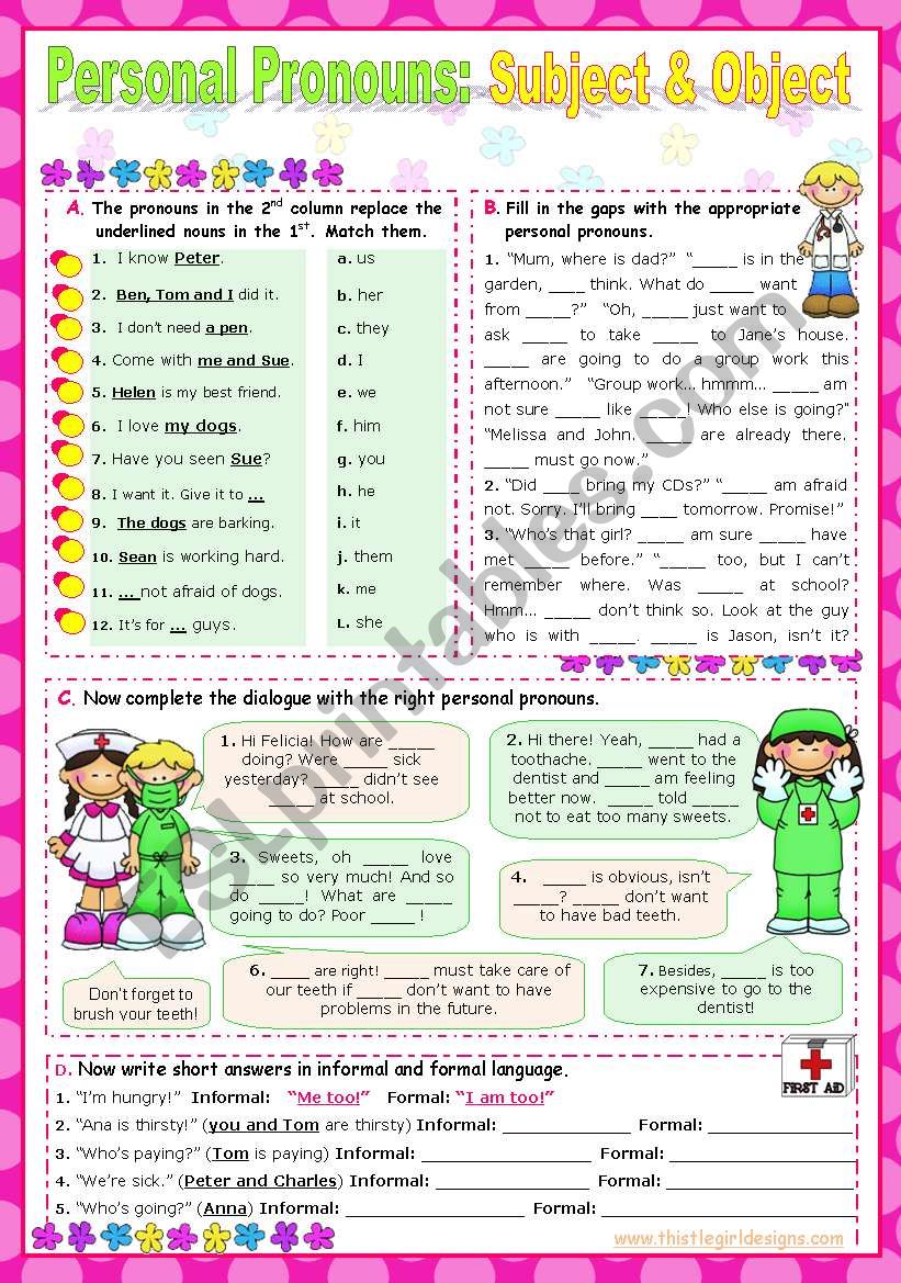 Personal Pronouns   -   Subject and Object