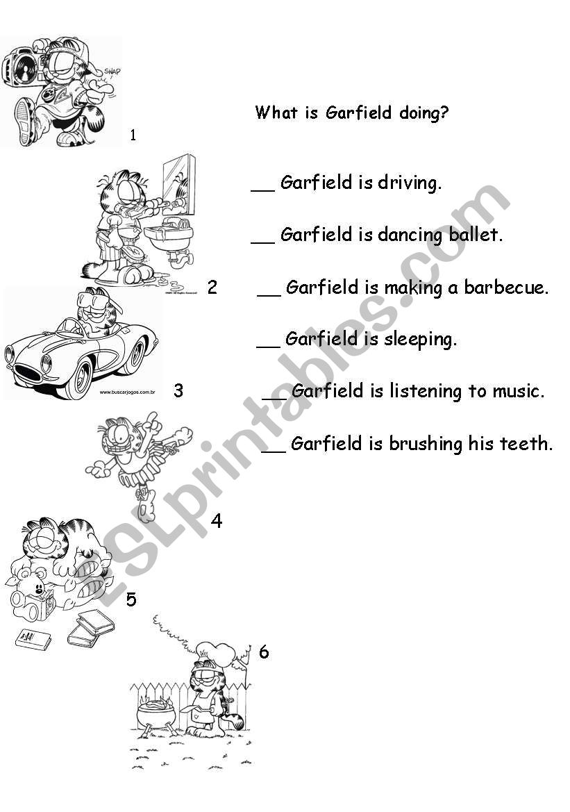 What is Garfield doing? worksheet