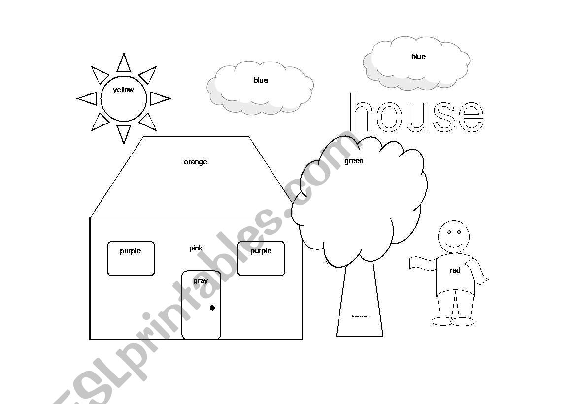 Coloring house worksheet