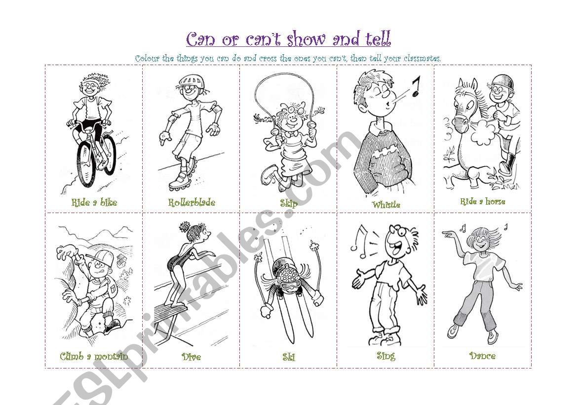 Can or cant show and tell worksheet