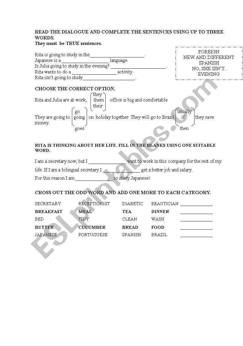 grammar and vocabulary worksheet