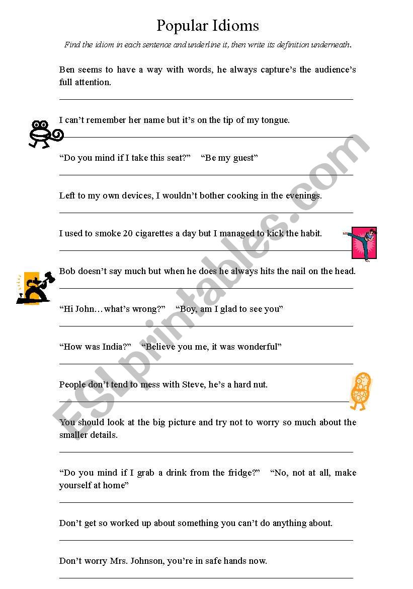 Popular Idioms worksheet