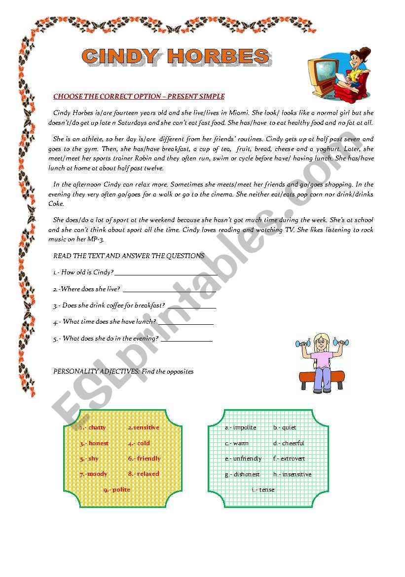 CINDY HORBES worksheet