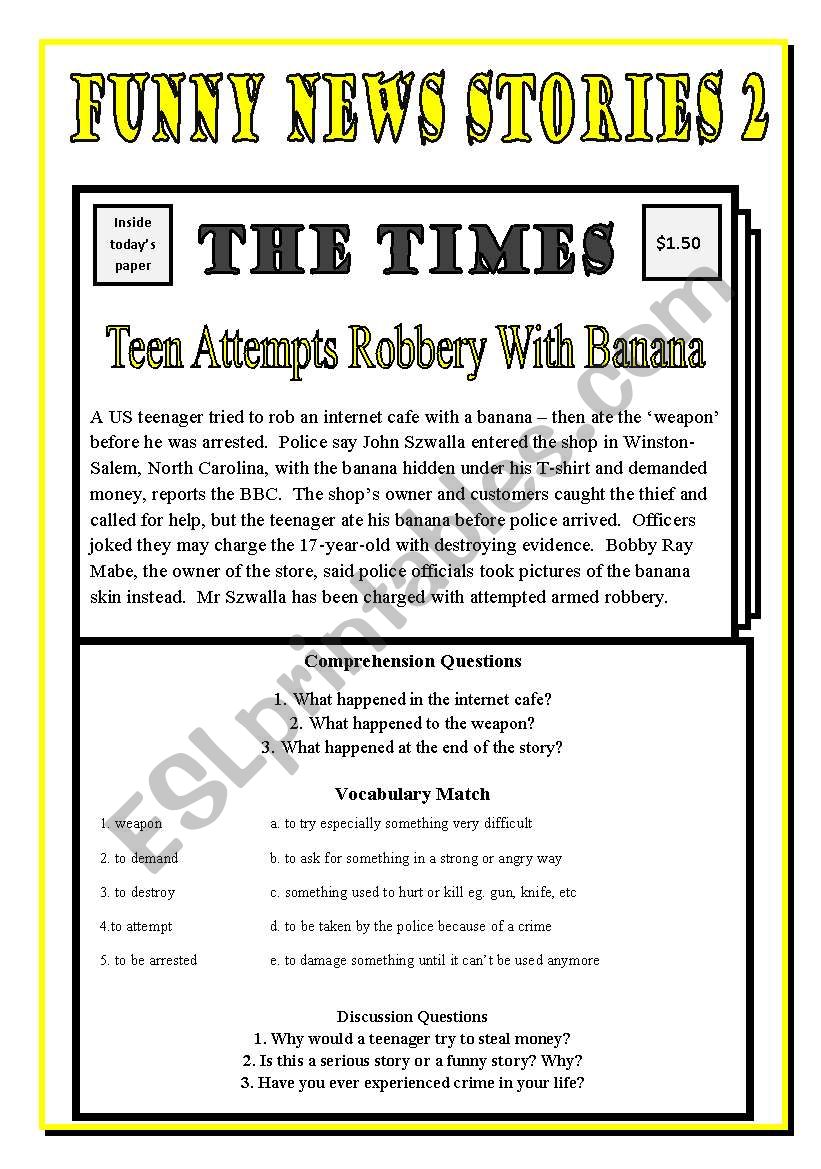 Funny News Stories 2 - Teen Attempts Robbery with Banana!