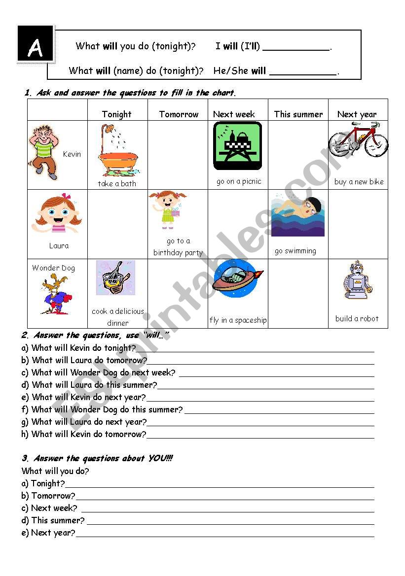 Future simple pairwork worksheet