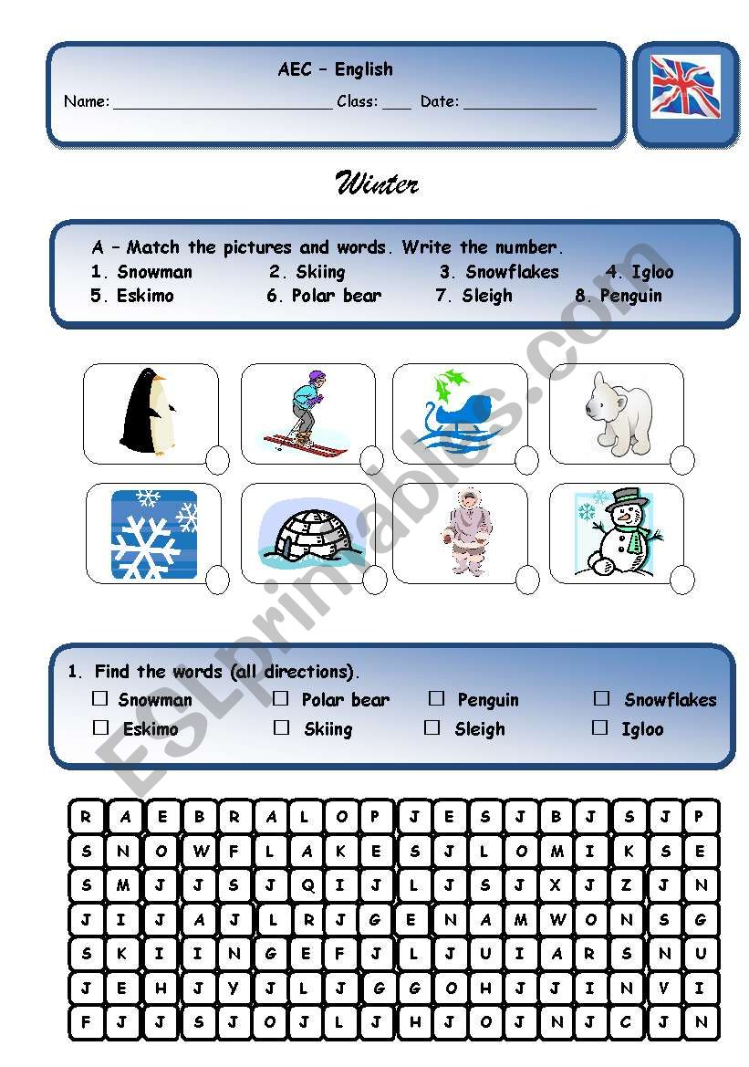 Winter worksheet worksheet