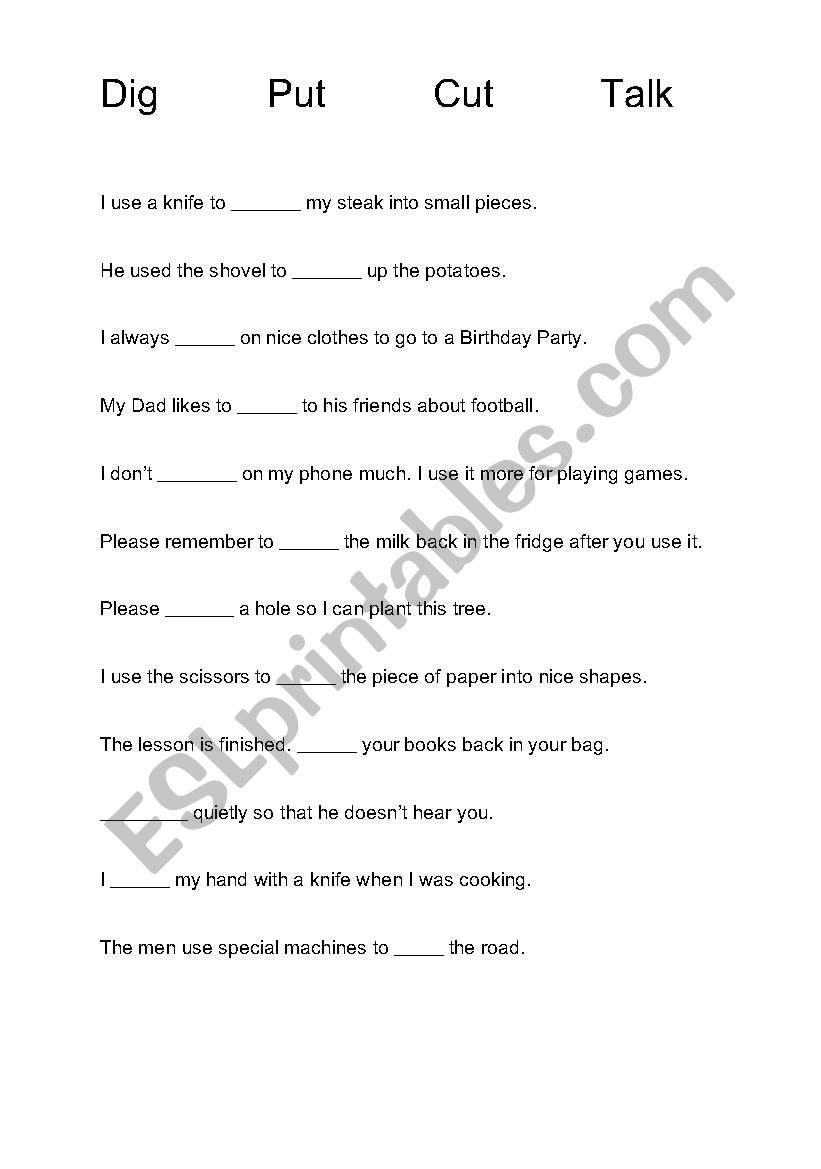 Fill in the gaps worksheet