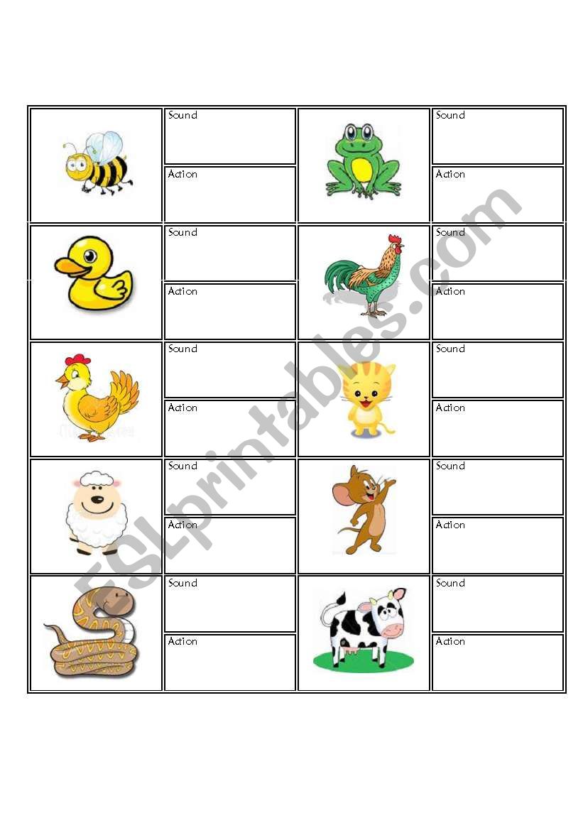 Animals Action and Sound worksheet