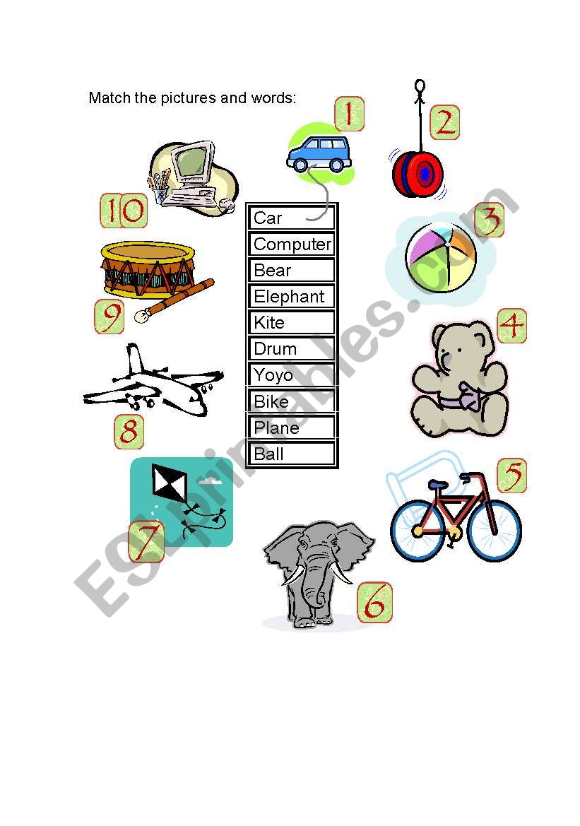 Toys Matching 1 worksheet