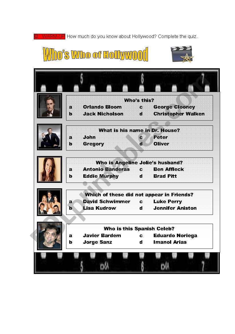 Who is Who? - Hollywood worksheet
