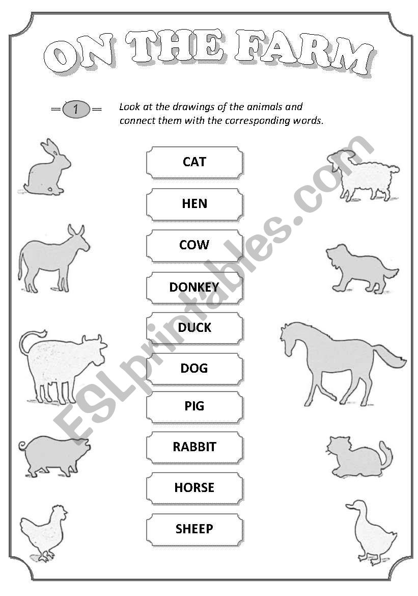 On the farm worksheet