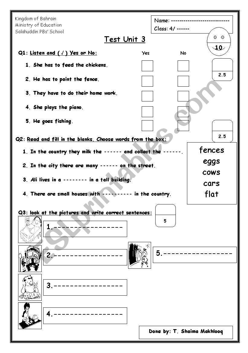 quiz worksheet