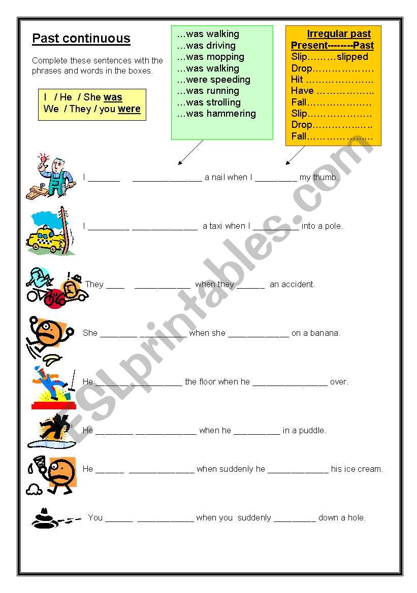 Past continuous- beginners worksheet