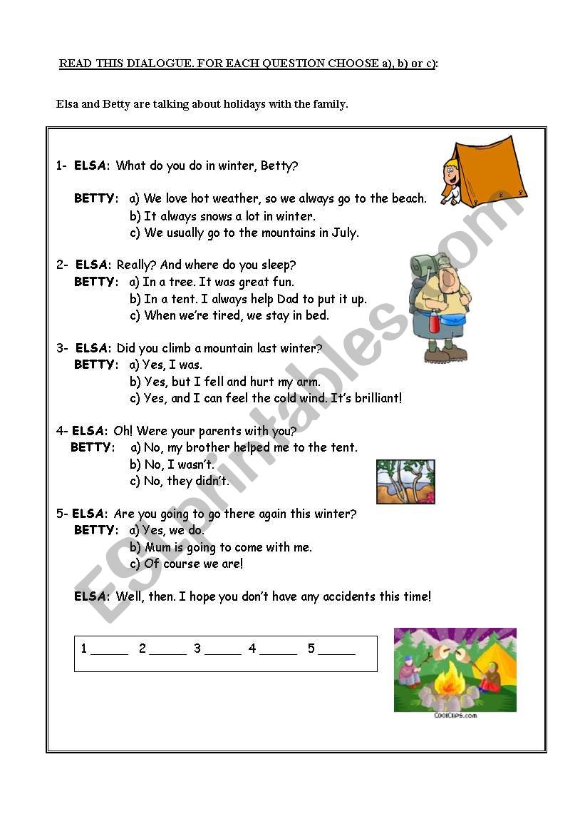 Complete this dialogue worksheet