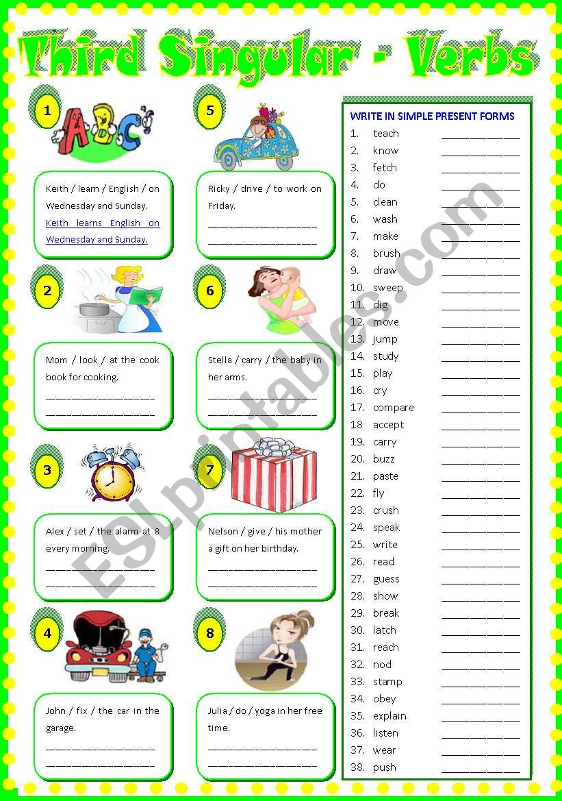 Present Simple Tense  -  Third Singular Verbs