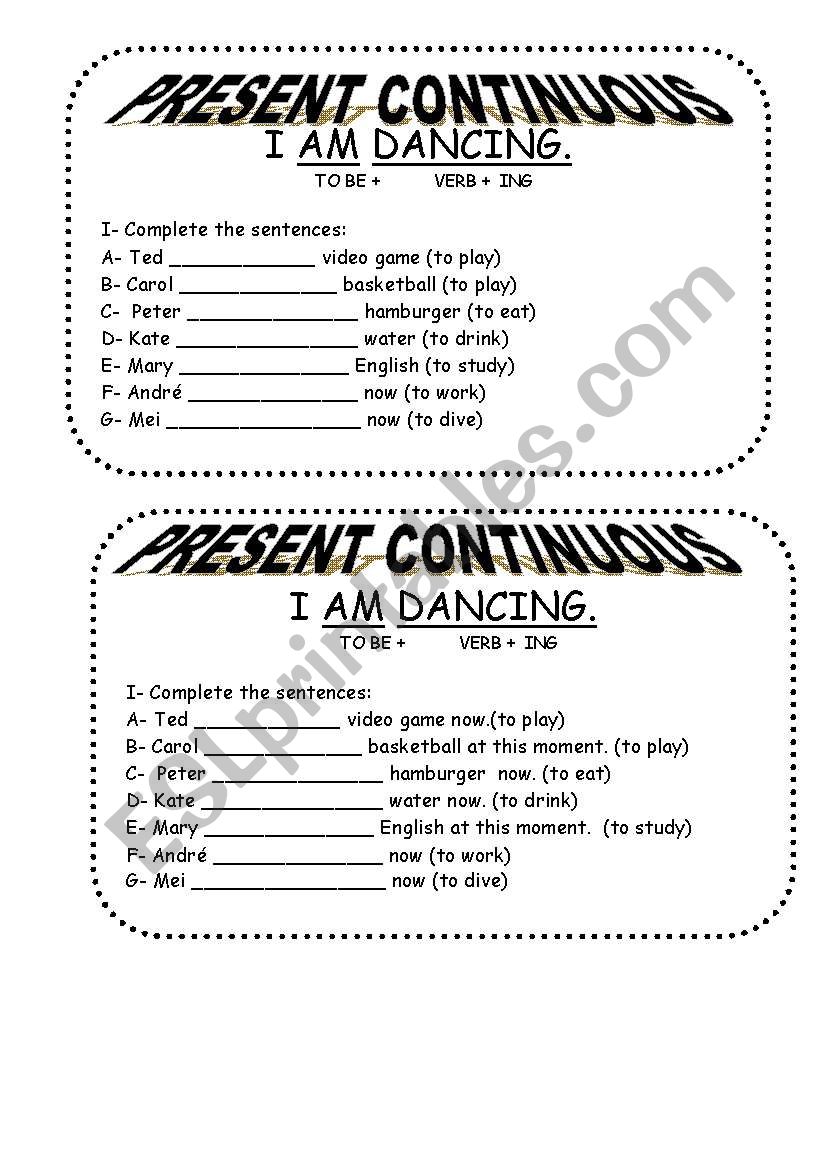 PRESENT CONTINUOUS worksheet