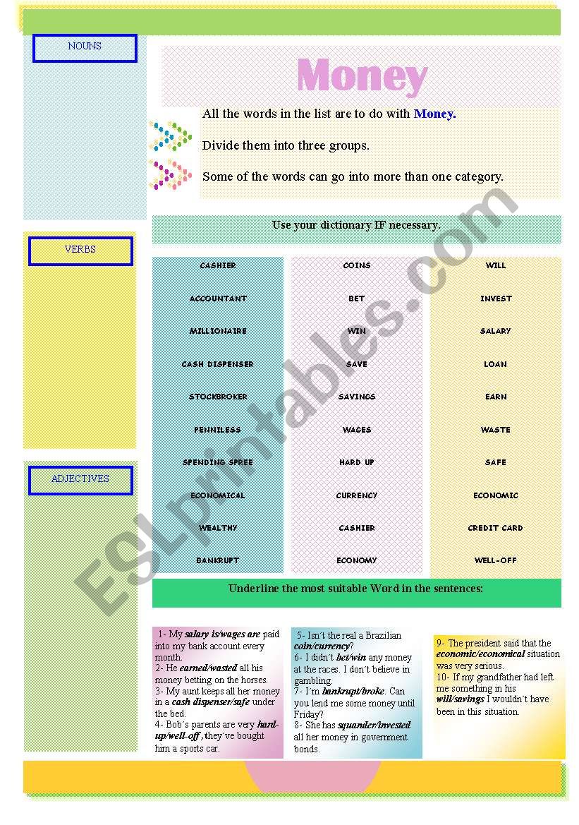 Money worksheet