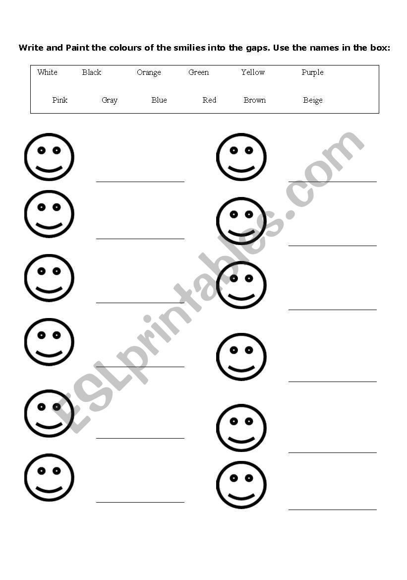 Colours worksheet