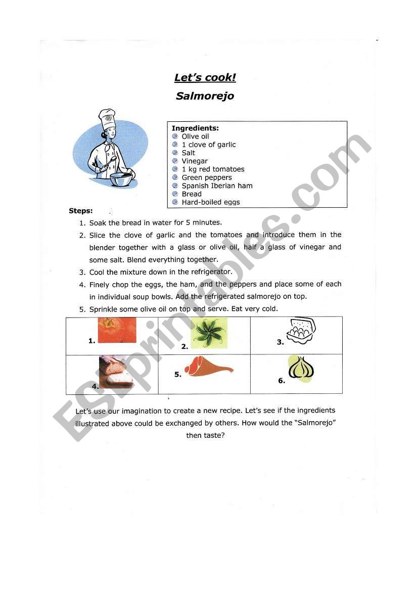 More cooking lessons worksheet