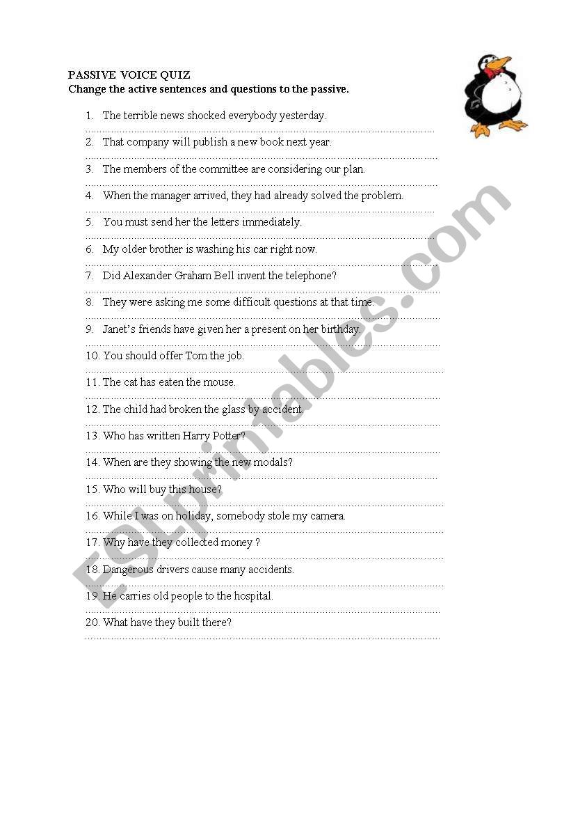 passive voice worksheet