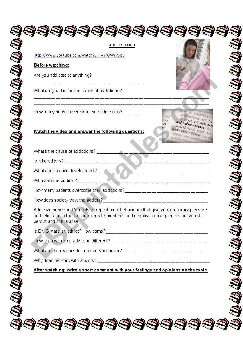 addictions video session worksheet