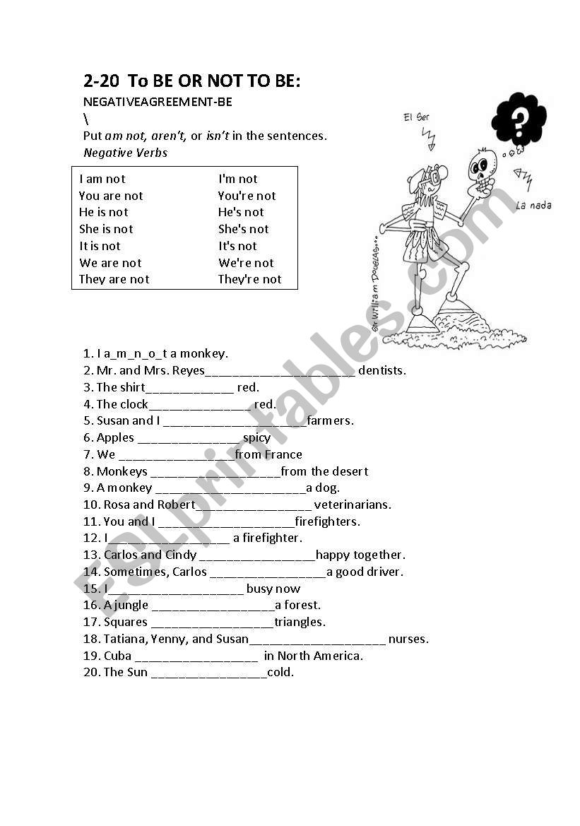 to be or not to be worksheet