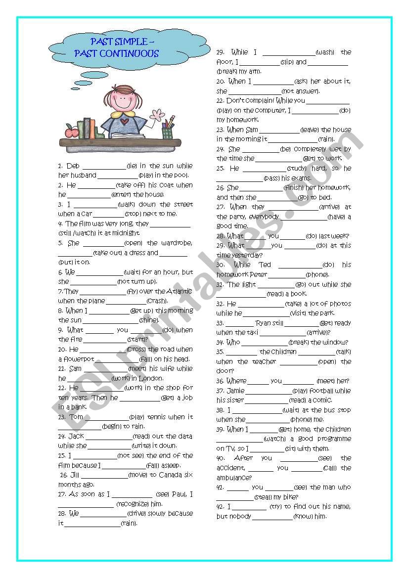 Past simple-past continuous worksheet