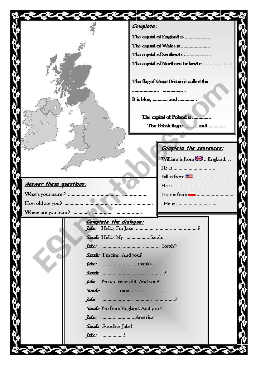 The UK/ nationalities worksheet
