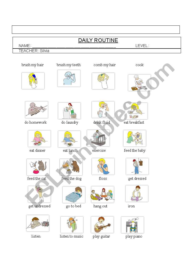 Daily Routine worksheet