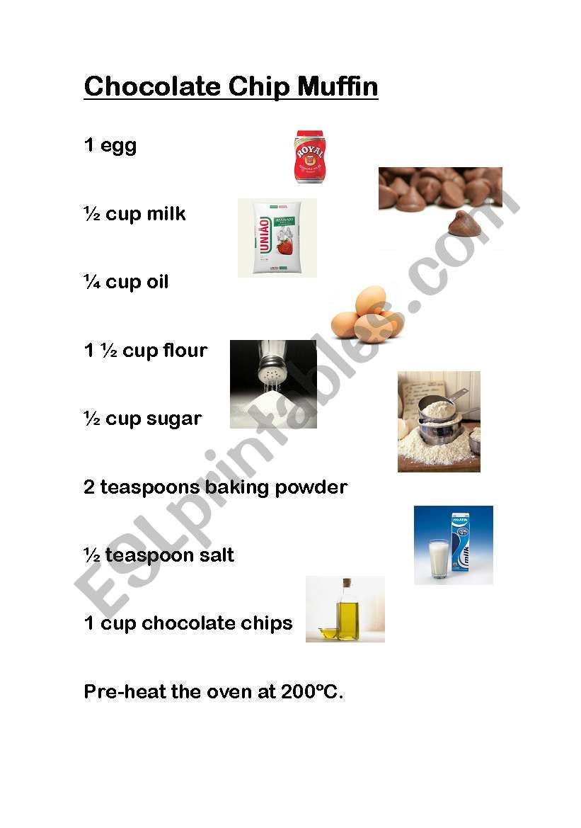 Chocolate Chip Muffin worksheet