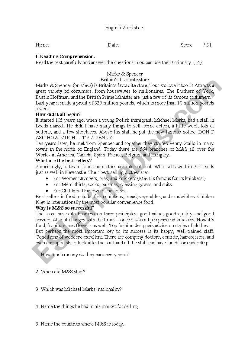 Past Simple  worksheet