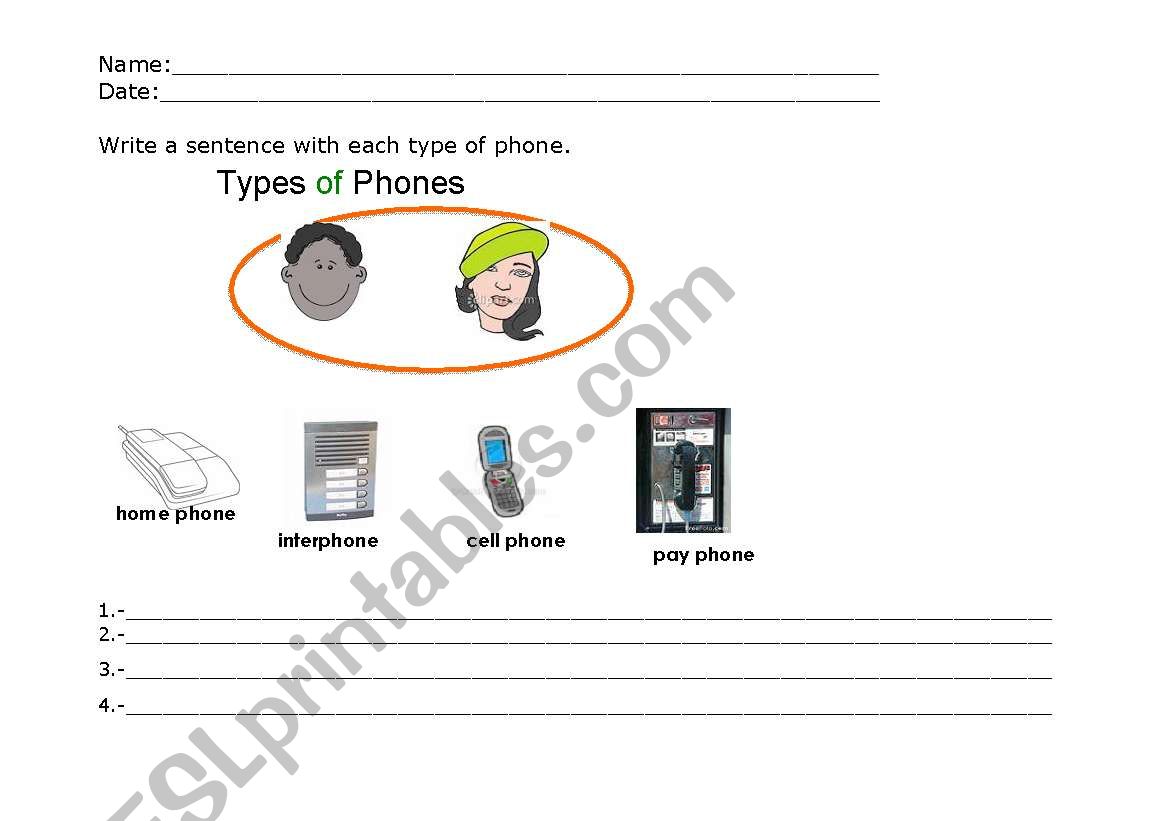 TYPES OF PHONES worksheet