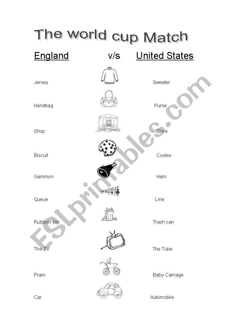 england v/s united states worksheet
