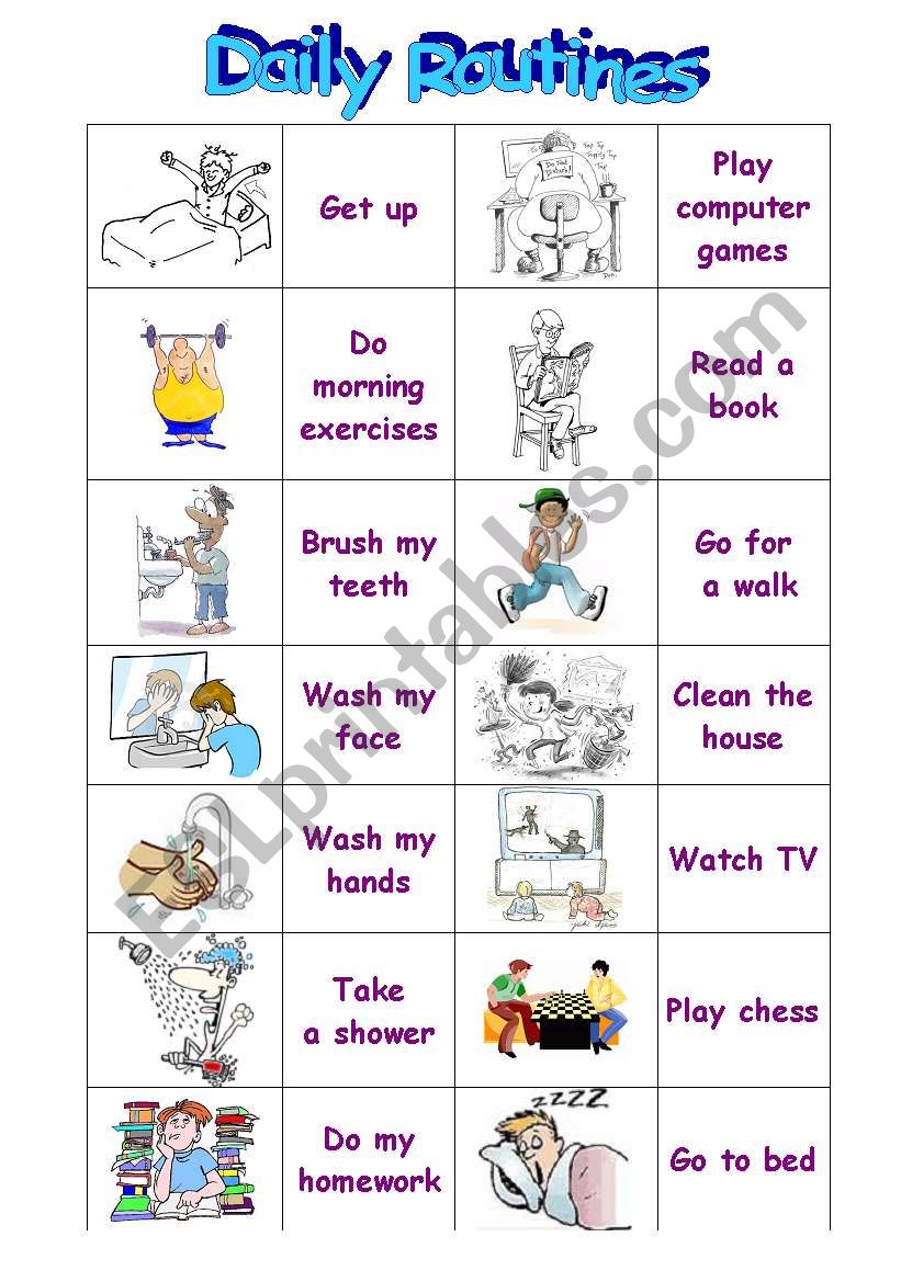 Daily Routines worksheet