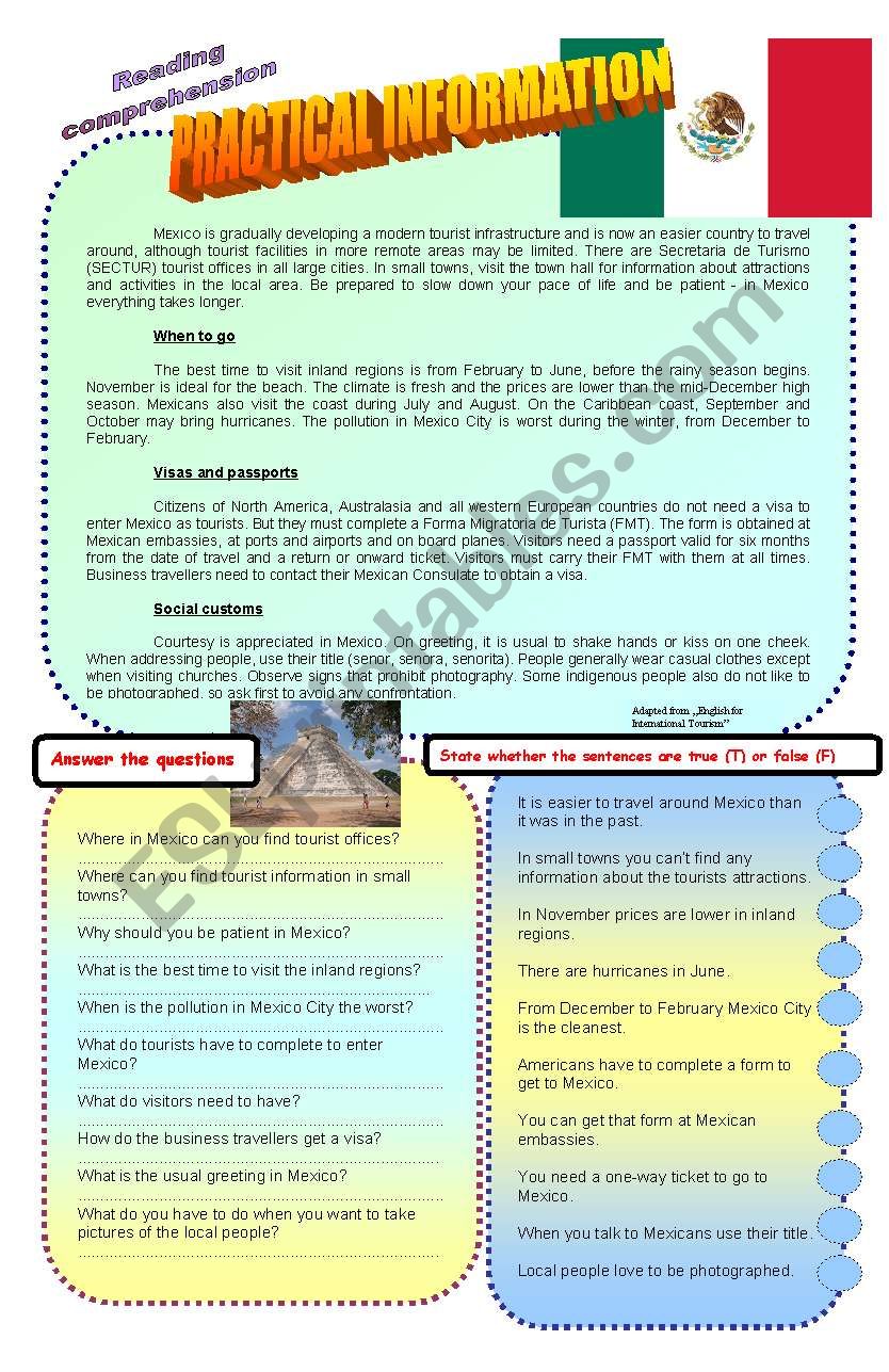 Reading comprehension - Practical information