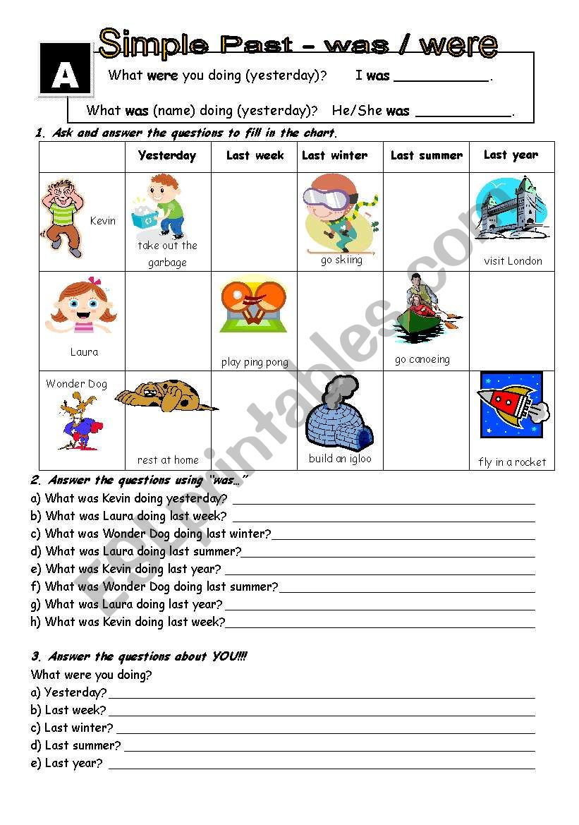 Simple Past - was / were worksheet