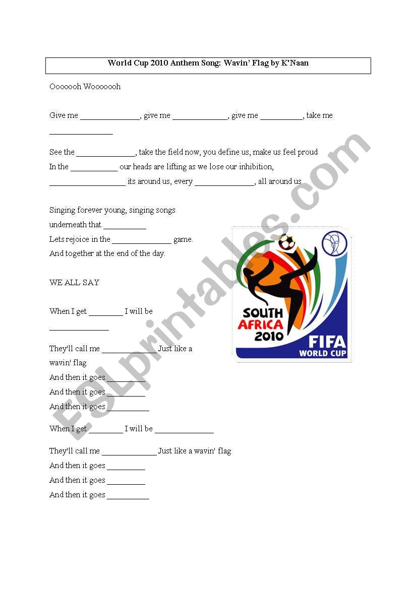 World Cup Anthem Song worksheet